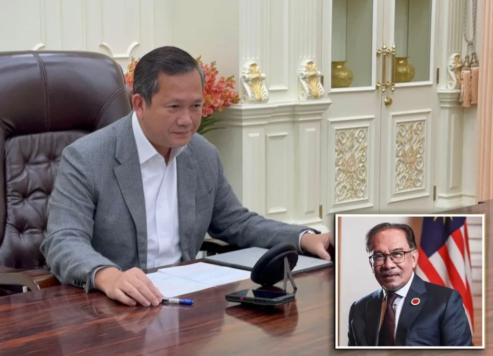 Thủ tướng Campuchia - ông Hun Manet trong cuộc điện đàm với với Thủ tướng Malaysia - ông Anwar Ibrahim. Ảnh: FACEBOOK Biên giới Thái Lan - Campuchia nóng trở lại, ông Hun Manet kêu gọi Chủ tịch ASEAN ‘can thiệp ngay lập tức’