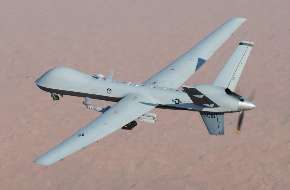 UAV điều khiển từ xa MQ-9 Reaper của Mỹ. Ảnh: Leslie Pratt/US Air Force drone quân sự, Tổng thống Trump, Mỹ, Nga, Trung Quốc, xuất khẩu, UAV quân sự, máy bay không người lái.jpg