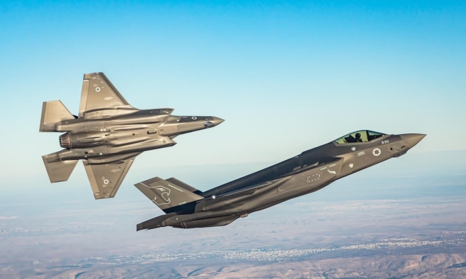 Các tiêm kích thuộc phi đội F-35 Sư tử phương Nam của không quân Israel, bay qua miền nam đất nước, hồi tháng 1/2020. Ảnh: Times of Israel