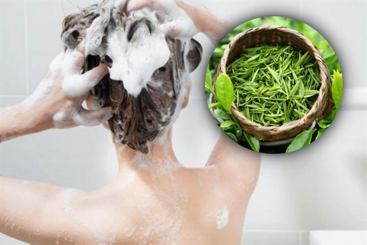 Cach goi dau bang la tra xanh giup giam rung