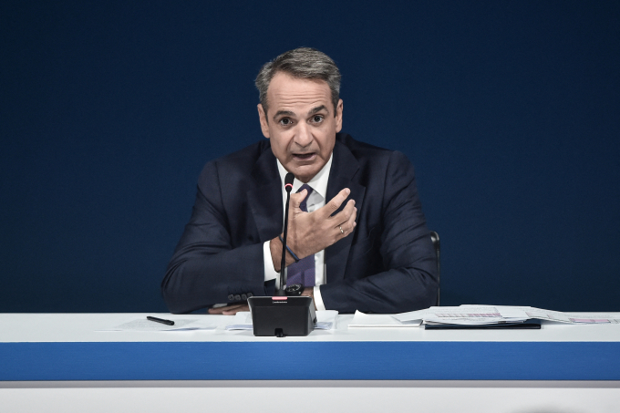 Thủ tướng Hy Lạp Kyriakos Mitsotakis phát biểu tại Thessaloniki ngày 7/9. Ảnh: AFP