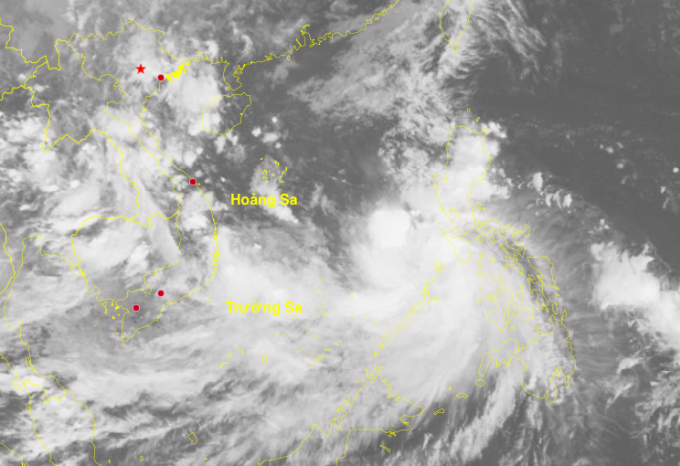 Ảnh vệ tinh bão Bualoi 15h ngày 26/9. Ảnh: Cục Khí tượng thuỷ văn