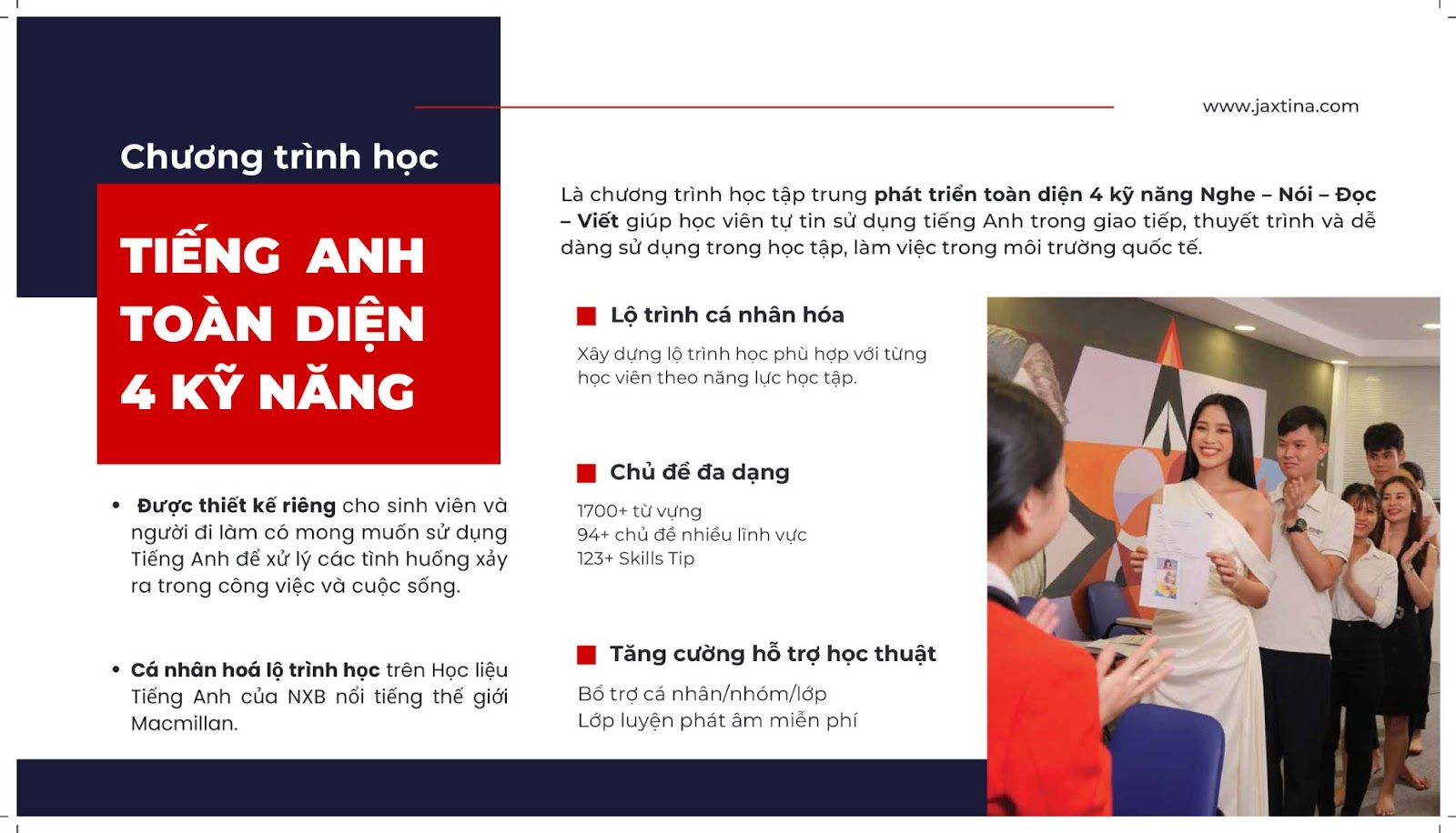 Jaxtina mo rong co hoi hoc tieng Anh giao tiep