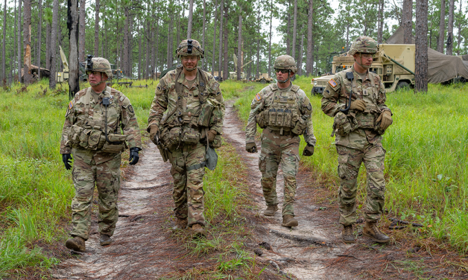 Lính Vệ binh Quốc gia bang Oregon diễn tập tại căn cứ Fort Polk, bang Louisiana tháng 7/2024. Ảnh: US Army