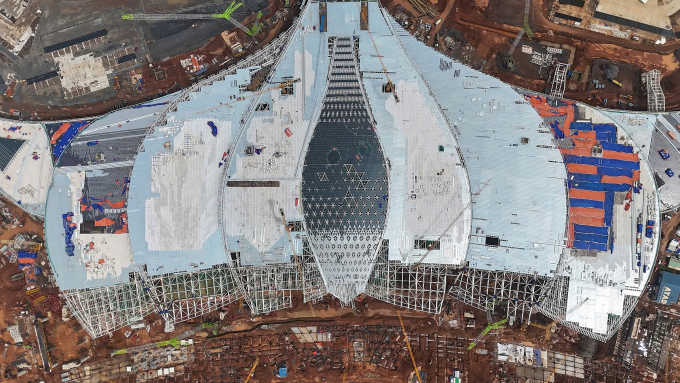 Công trường xây nhà ga sân bay Long Thành, tháng 8/2025. Ảnh: Phước Tuấn