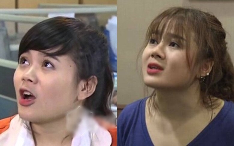 Trang Moon từng gây ấn tượng khi 2 lần vào vai diễn em út trong phim Khi người đàn ông góa vợ bật khóc (ảnh phải) và trong Sống chung với mẹ chồng (ảnh phải).