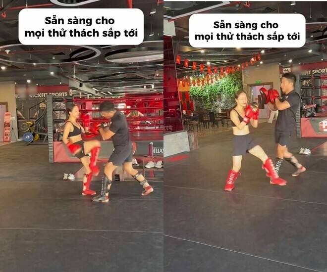 Lan Phương gây ngưỡng mộ khi tung những cú đấm, cú đá mạnh mẽ khi học kick boxing.