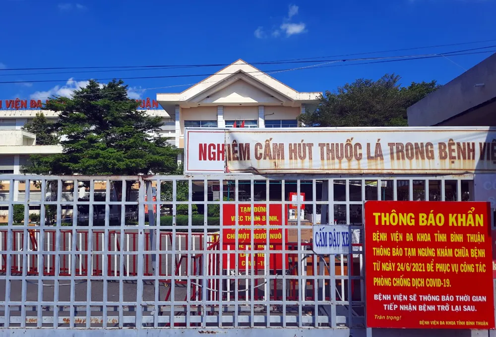 Bệnh viện Đa khoa Bình Thuận thời điểm xảy ra dịch COVID-19. bệnh viện đa khoa