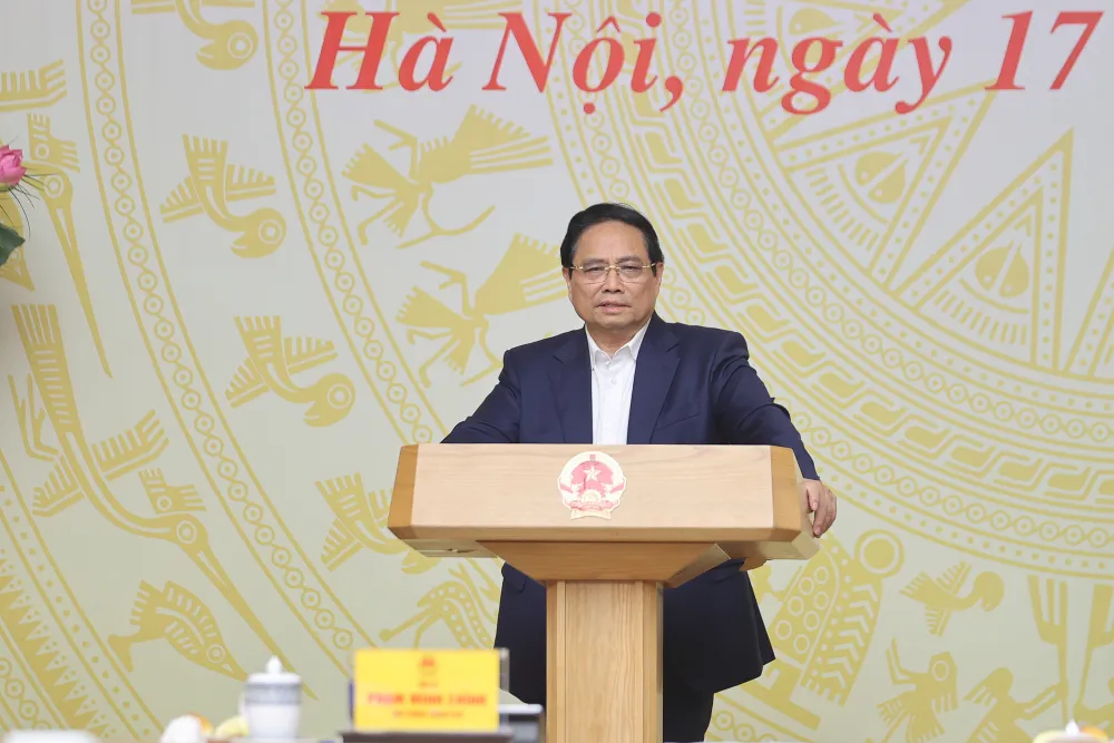 Thủ tướng Phạm Minh Chính chủ trì Hội nghị toàn quốc thúc đẩy đầu tư công năm 2025. Ảnh: VGP vốn đầu tư công