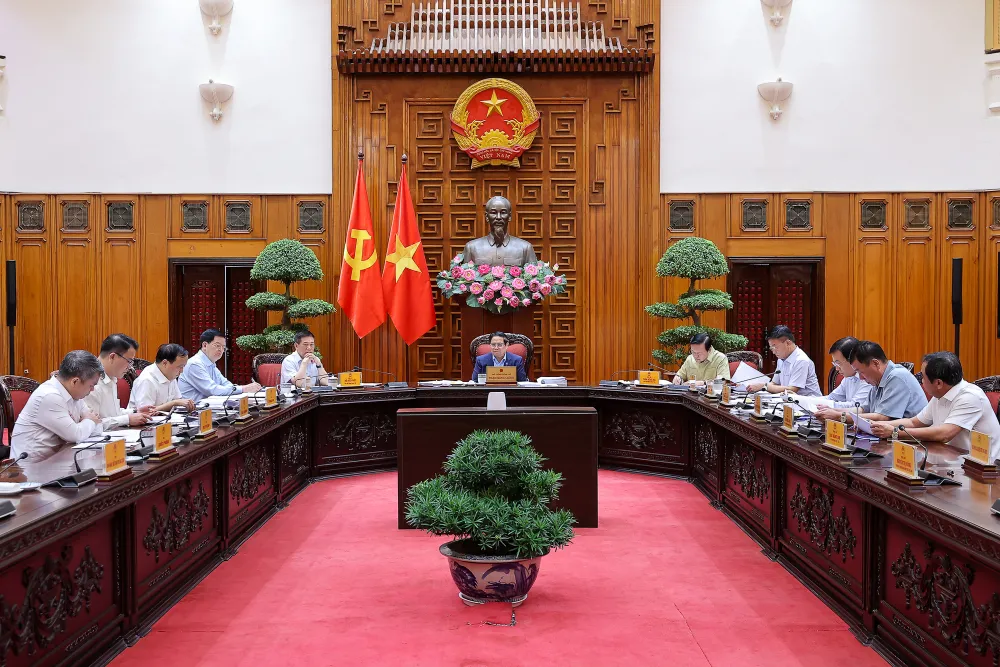 Thủ tướng Chính phủ chủ trì cuộc họp của Ban Thường vụ Đảng ủy Chính phủ. Ảnh: VGP kinh tế nhà nước 1.jpg