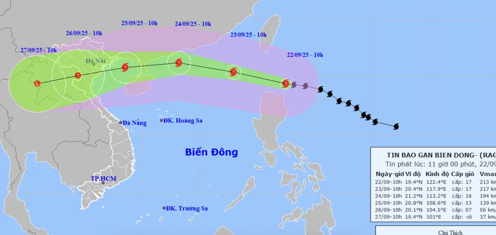 Dự báo tối nay, siêu bão Ragasa sẽ đi vào Biển Đông. siêu bão ragasa....png