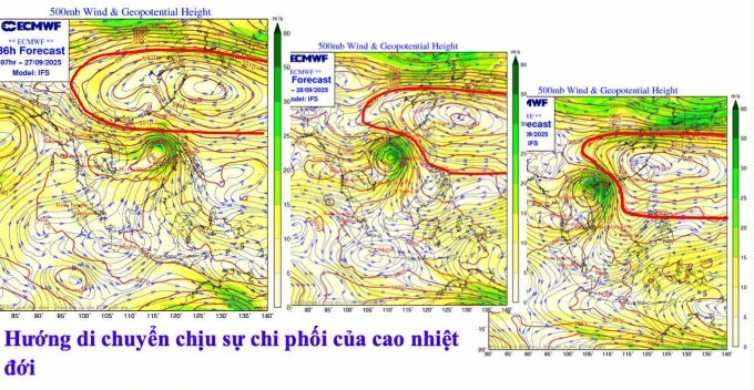 Hướng đi của bão chịu tác động của áp cao cận nhiệt đới.