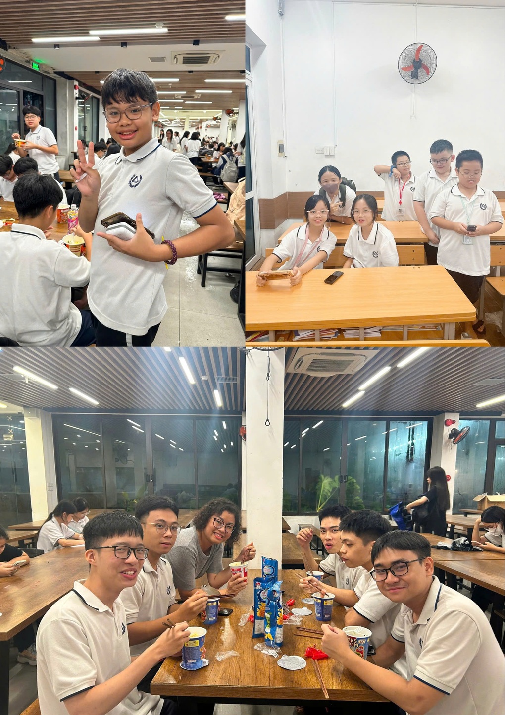 Ở lại trường qua đêm vì mưa ngập, học sinh hát karaoke, thầy cô nấu cháo gà - 3