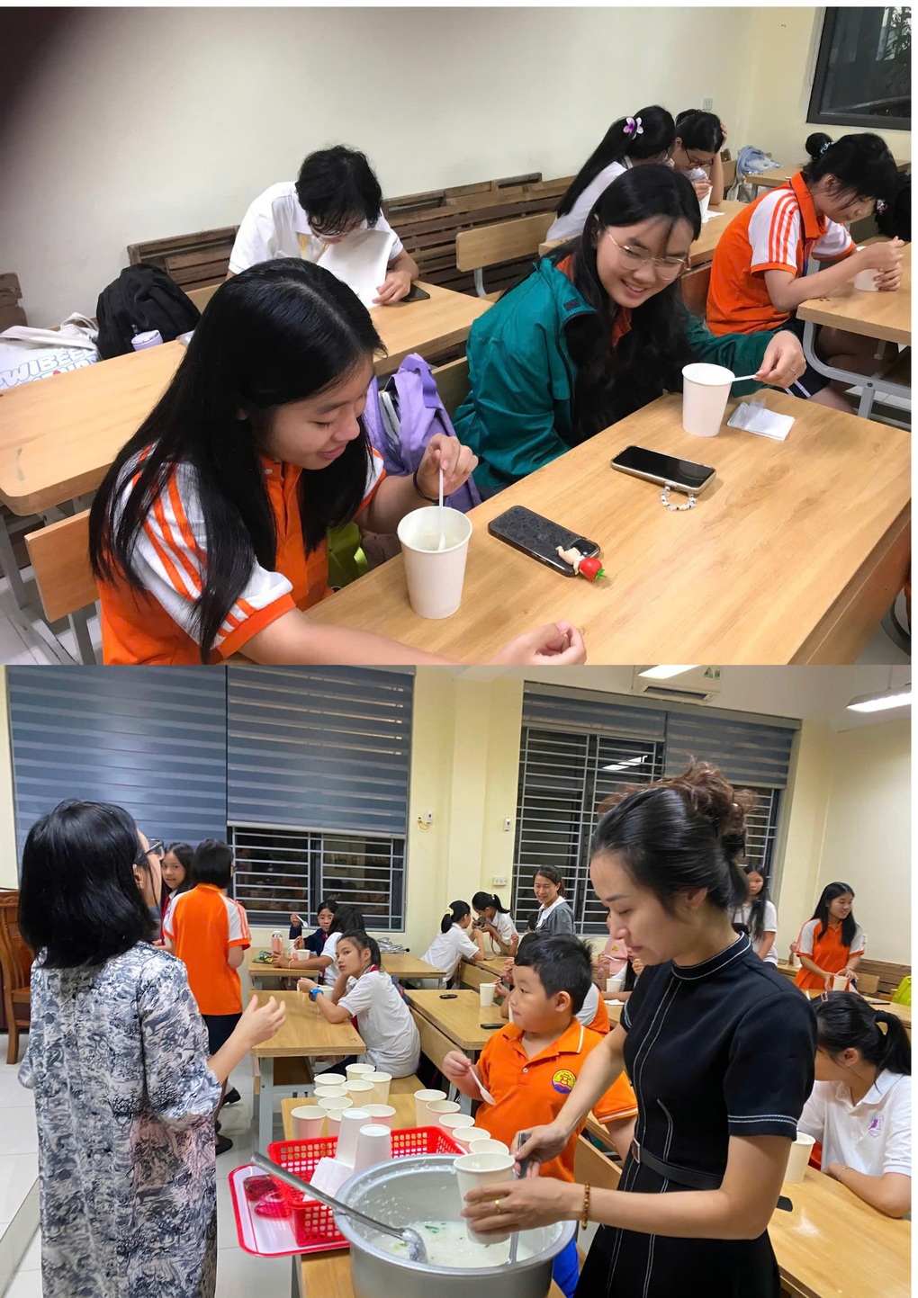 Ở lại trường qua đêm vì mưa ngập, học sinh hát karaoke, thầy cô nấu cháo gà - 5