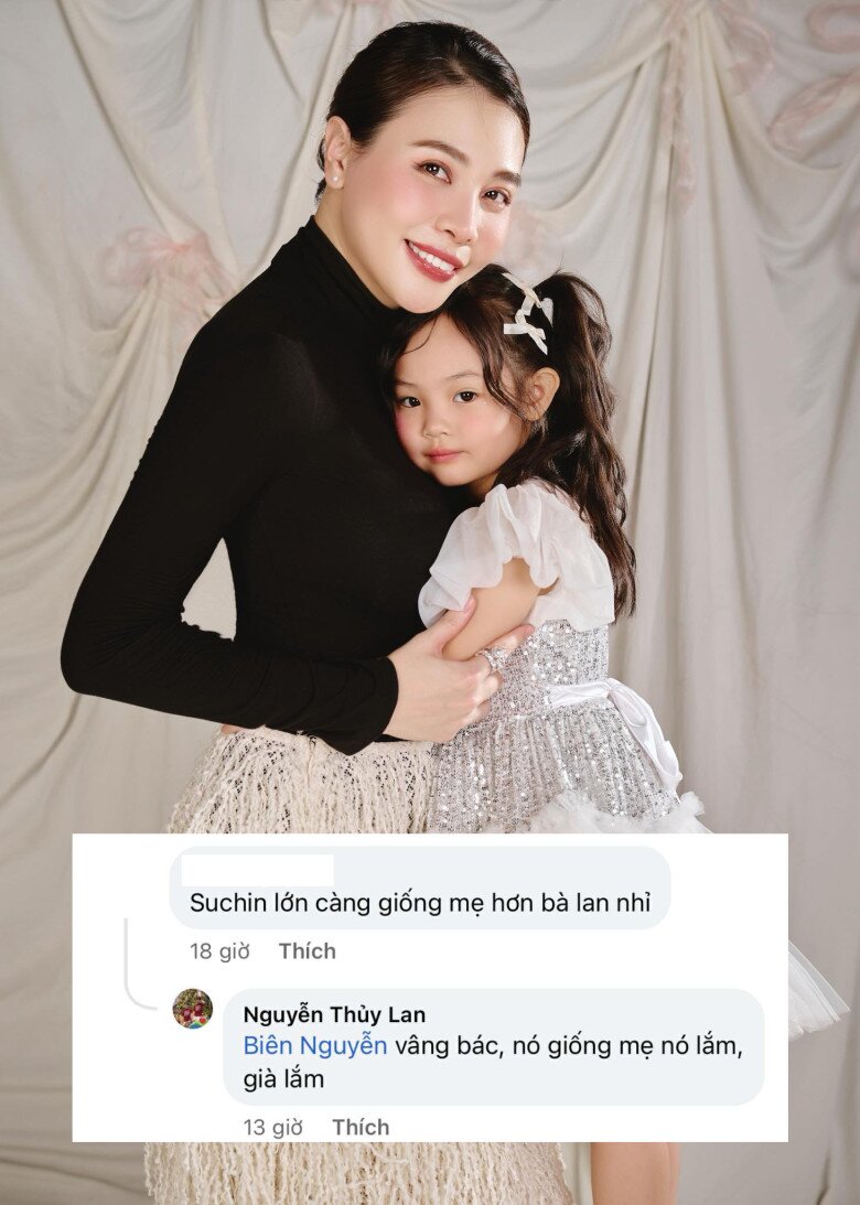 Suchin được nhận xét ngày càng giống hệt mẹ Đàm Thu Trang.