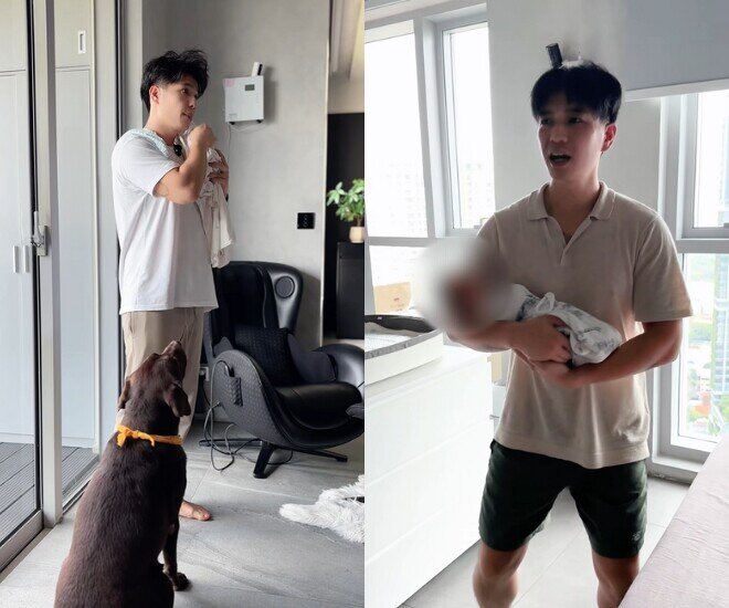 Huy Trần “đầu bù tóc rối” trong hành trình lần đầu làm bố bỉm sữa.