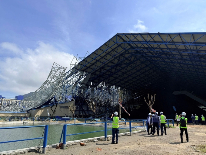 Đội ngũ cán bộ của Bảo hiểm PVI triển khai đánh giá, xử lý thiệt hại sau bão Bualoi tại Nhà máy Nhiệt điện Vũng Áng 2. Ảnh: Bảo hiểm PVI