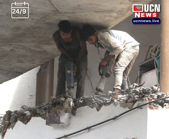 Chủ nhà thực hiện tháo dỡ một phần sau khi được yêu cầu. Ảnh: UCN News