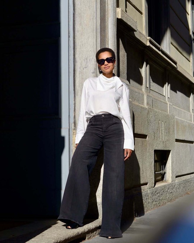 Quần ống rộng vừa thoải mái lại thời thượng, 'cân' đẹp  mọi vóc dáng- Ảnh 7.