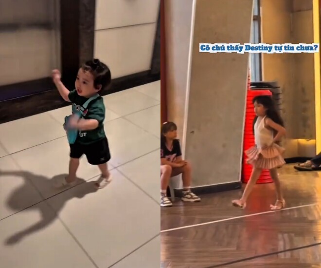 Bé Hope thích thú khi được cùng mẹ đến dự giờ lớp học của chị hai.