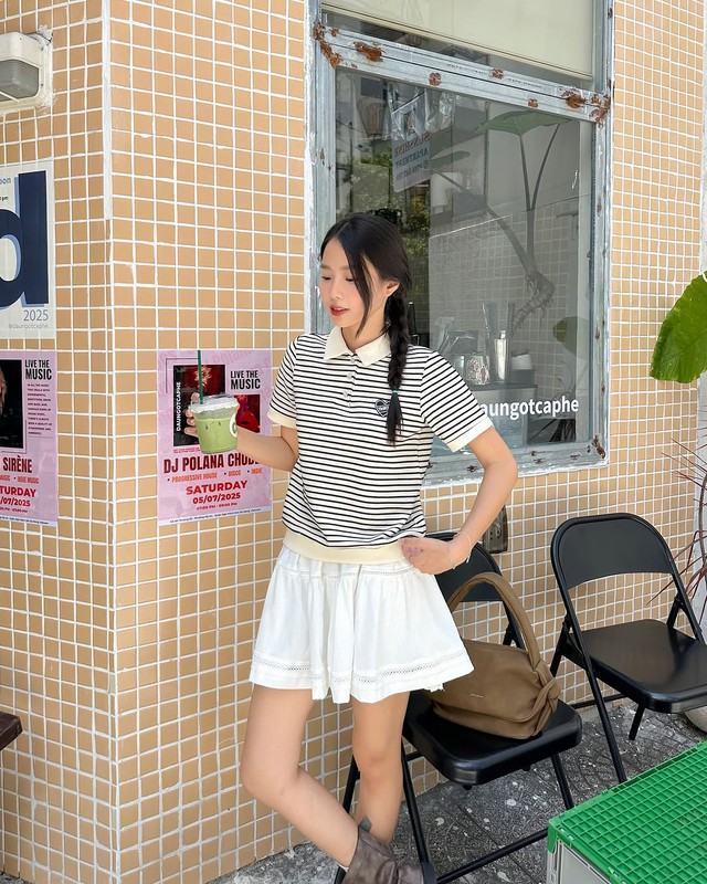 Hóa nàng thơ cổ điển cùng bản phối với áo kẻ ngang- Ảnh 4.