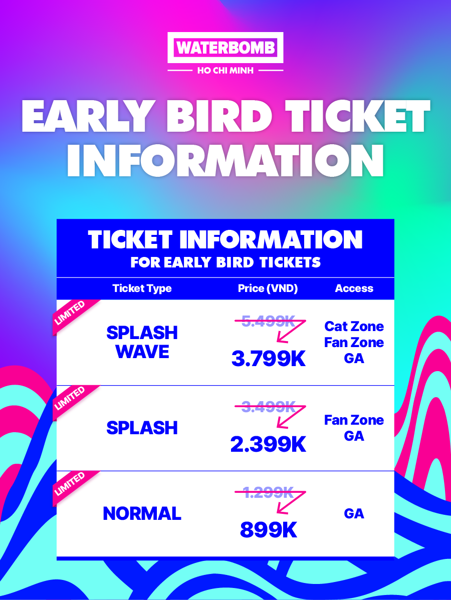 WATERBOMB Hồ Chí Minh 2025 tung giá vé ưu đãi cực 