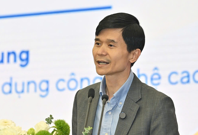 Thượng tá Nguyễn Thành Chung, Cục An ninh mạng và phòng, chống tội phạm sử dụng công nghệ cao, tại Diễn đàn thị trường tài sản số, sáng 2/10. Ảnh: Minh Sơn