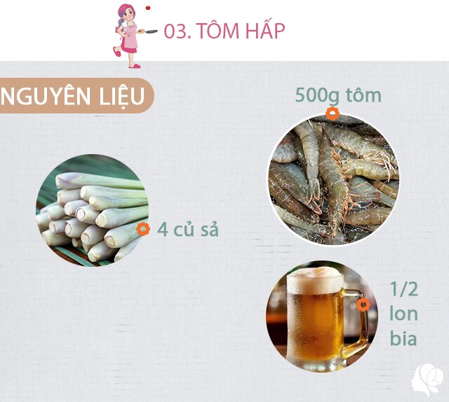 Chuẩn bị: 500g tôm, 1/2 lon bia, 4-5 củ sả.