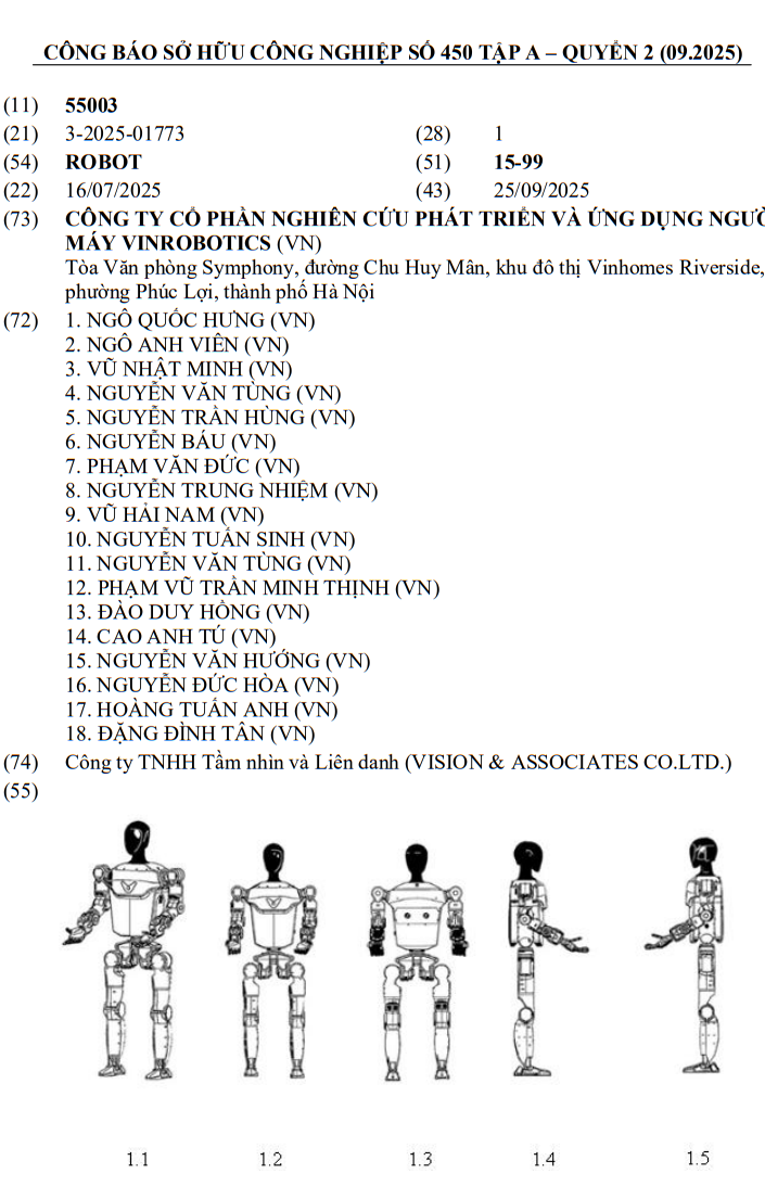 Công ty của ông Phạm Nhật Vượng hé lộ động thái mới: đăng ký bản quyền đồng loạt 3 mẫu robot, một chi tiết khẳng định dấu ấn 100% 'made in Vietnam'- Ảnh 3.