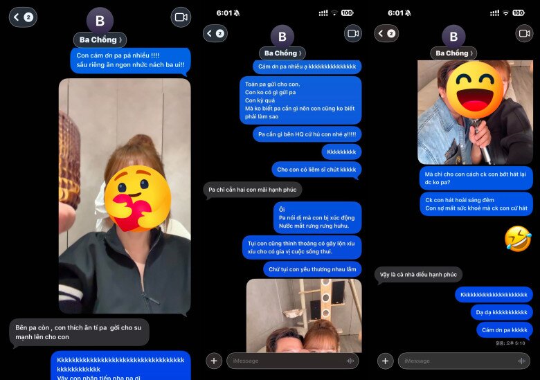 Hari Won chia sẻ ảnh chụp màn hình tin nhắn nói chuyện với bố chồng.