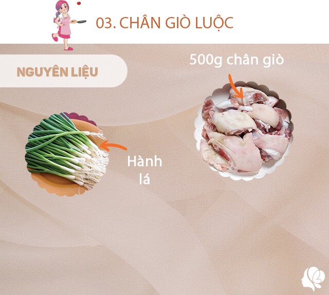 Chuẩn bị: 500g chân giò chặt miếng vừa, hành lá.
