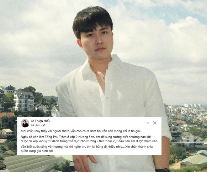 Ca sĩ Lê Thiện Hiếu bàng hoàng khi hay tin cô giáo qua đời.