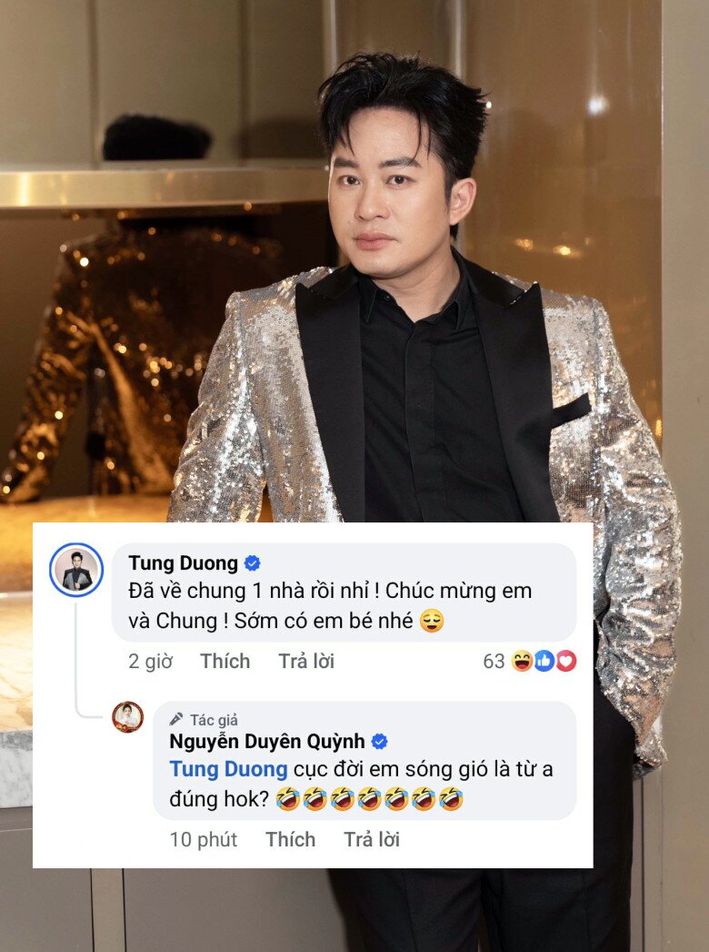 Ca sĩ Tùng Dương bắt ngờ chúc Duyên Quỳnh và Nguyễn Văn Chung sớm có em bé.