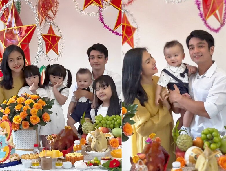 Khoảnh khắc cả nhà Vân Trang quây quần bên tiểu hoàng tử.