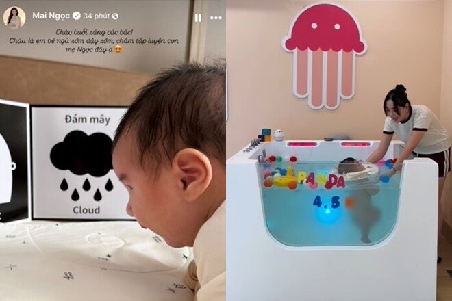 Con trai Mai Ngọc có lịch học tập và vận động rất khoa học.