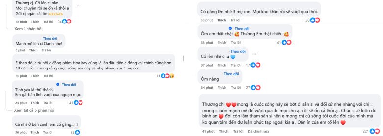 Đông đảo bạn bè, người hâm mộ để lại bình luận động viên Phương Oanh.