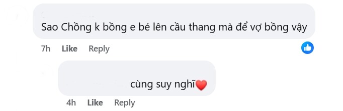 Cư dân mạng để lại thắc mắc khi thấy Kha Ly bế con lên cầu thang.