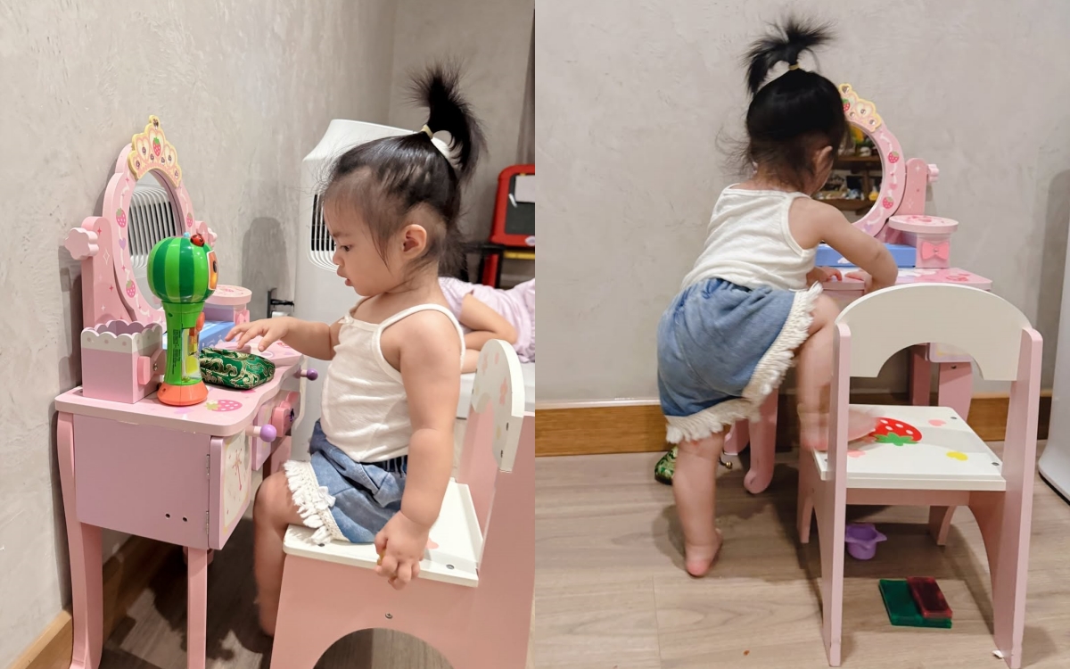 Con gái Đông Nhi hơn 1 tuổi đã "mê phấn son", có riêng bàn makeup xinh như công chúa - Ảnh 3.