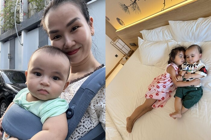 Phản ứng của chồng Võ Hạ Trâm khi con lai Ấn không chọn vàng tiền, chỉ lấy tràng hạt từ ông ngoại xuất gia trong tiệc thôi nôi 9 Võ Hạ Trâm tiết lộ ái nữ rất yêu thương em trai.