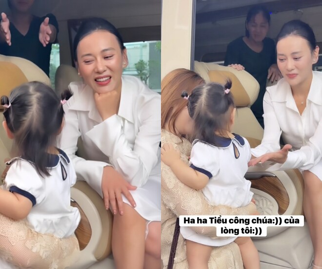 Phương Oanh cười rạng rỡ khi quây quần bên con gái.