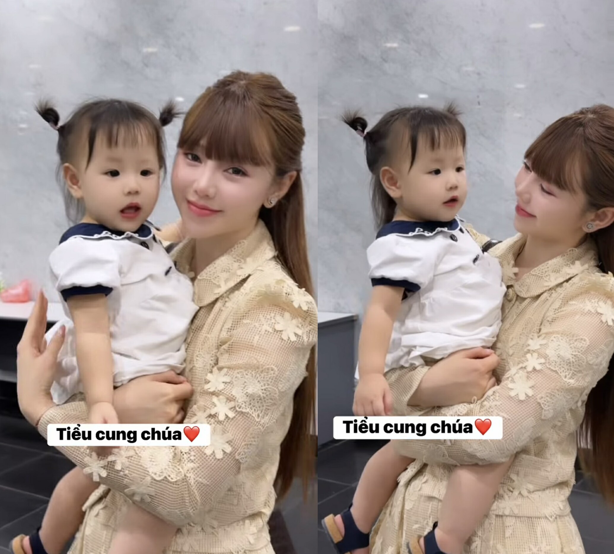 Khoảnh khắc Quỳnh Kool bế bồng bé Jenny.