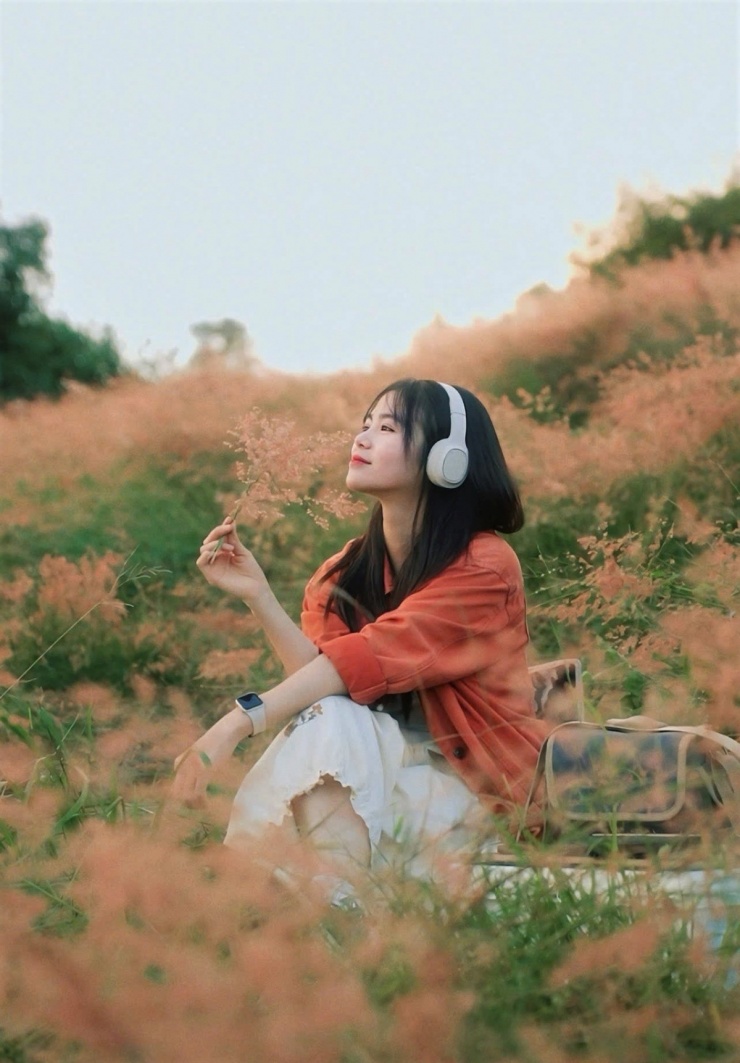 Không gian cực "chill" cùng cỏ hồng khiến nhiều bạn trẻ thích thú. Ảnh: Hà Phương.