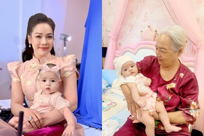 Bé Julia được mẹ và bà ngoại bồng bế.