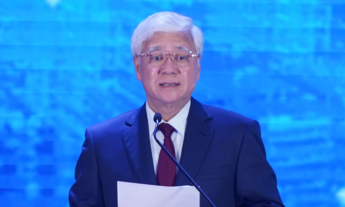 Chủ tịch Ủy ban Trung ương Mặt trận Tổ quốc Việt Nam Đỗ Văn Chiến phát biểu tại sự kiện. Ảnh: Lưu Quý