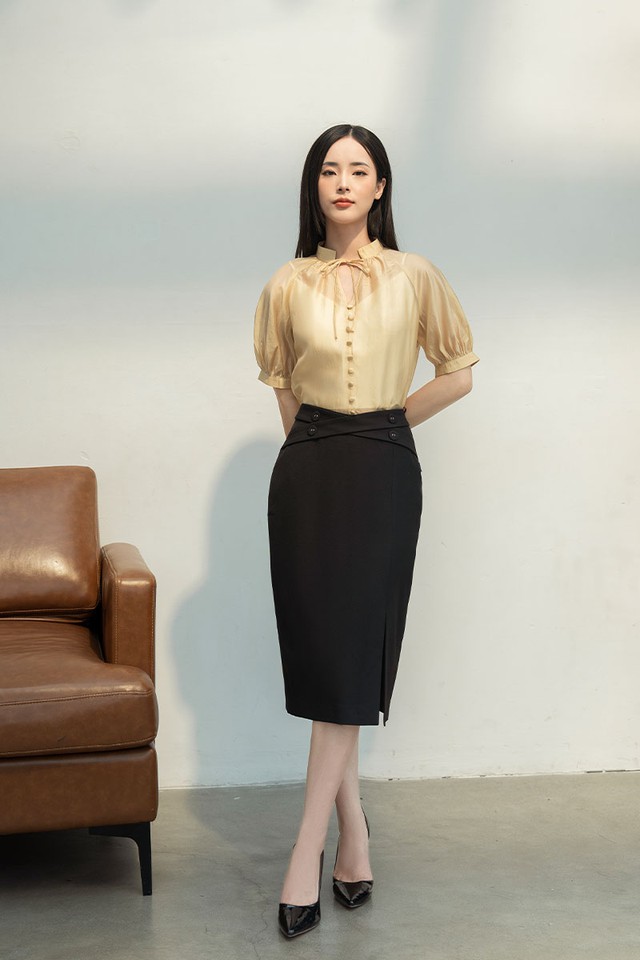 'Chìa khóa' mở ra nét duyên dáng, thanh lịch với áo cổ tàu- Ảnh 3.