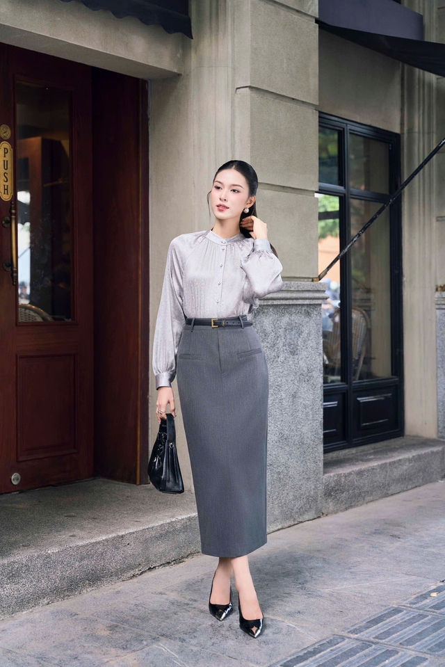 'Chìa khóa' mở ra nét duyên dáng, thanh lịch với áo cổ tàu- Ảnh 4.