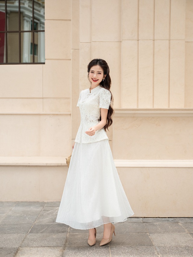 'Chìa khóa' mở ra nét duyên dáng, thanh lịch với áo cổ tàu- Ảnh 5.