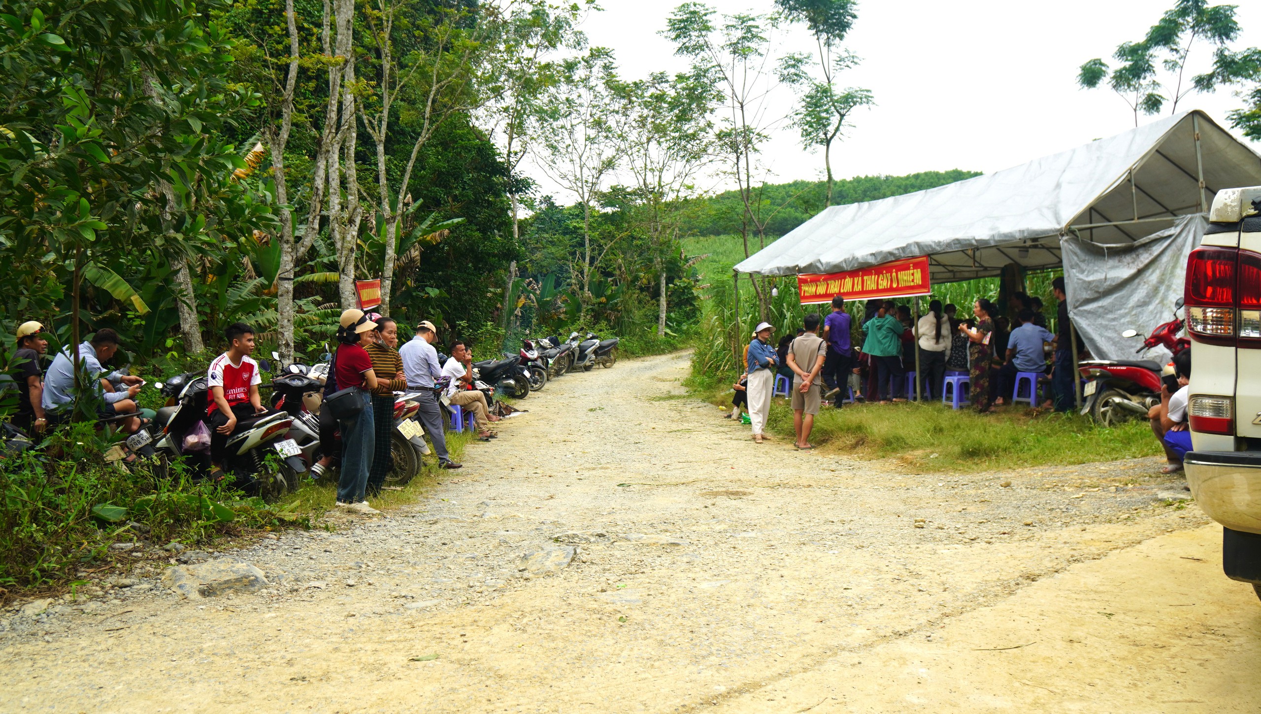 Người dân dựng rạp, tập trung phản đối trại lợn gây mùi hôi thối- Ảnh 3.