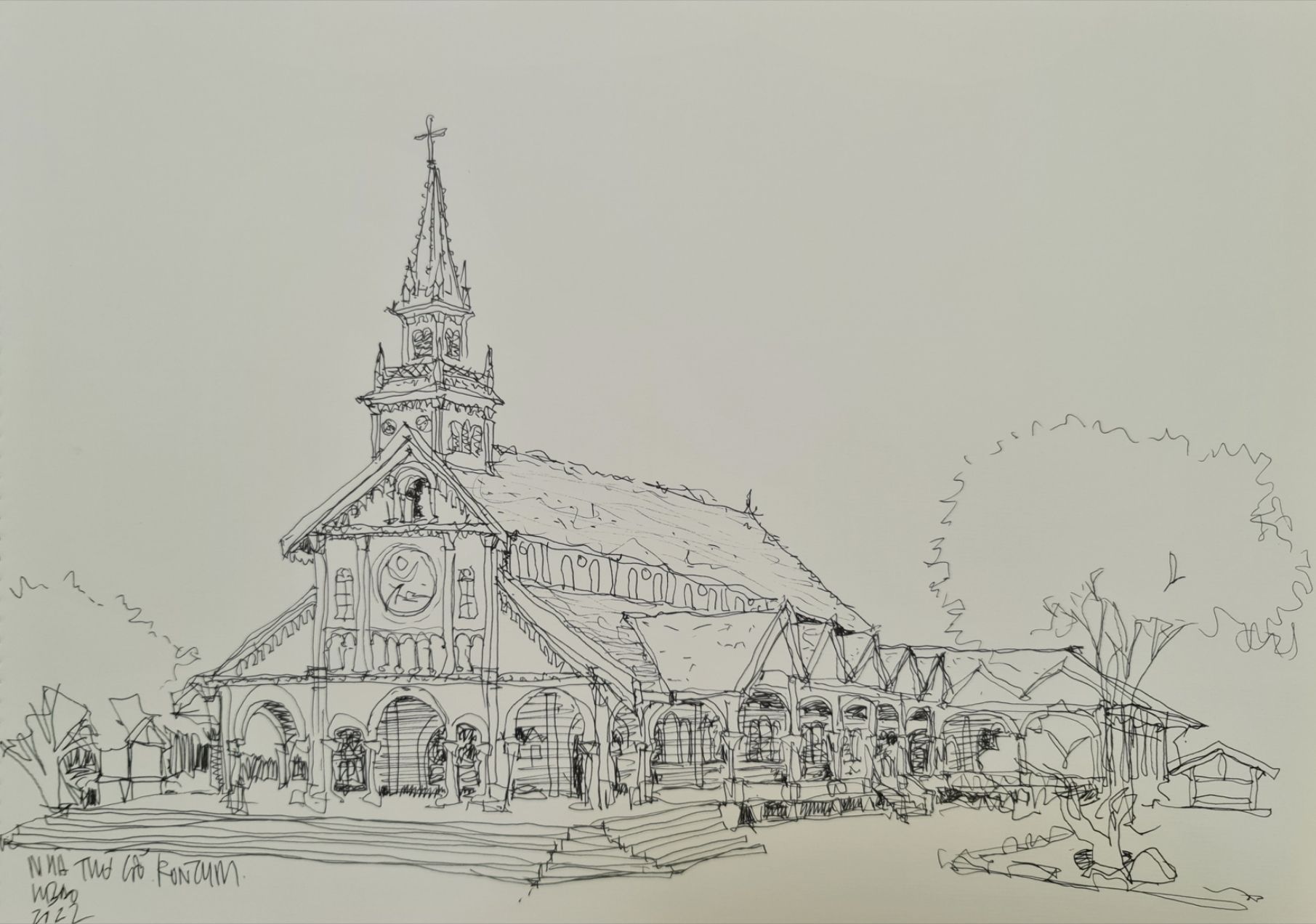 Nhà thờ làm từ gỗ cà chít được voi kéo từ rừng về- Ảnh 5.