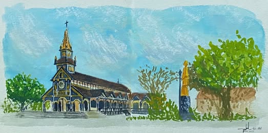 Nhà thờ làm từ gỗ cà chít được voi kéo từ rừng về- Ảnh 8.